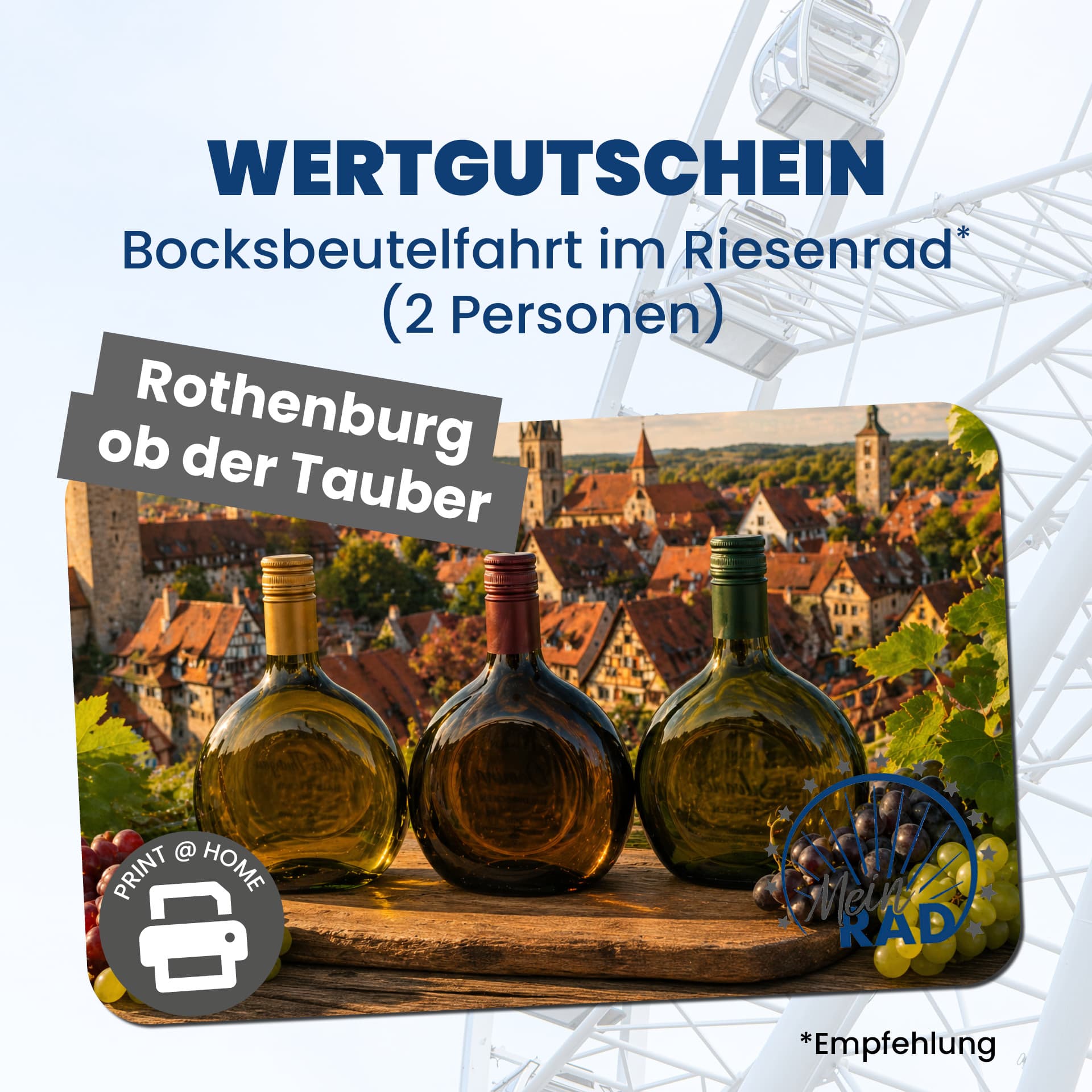Wertgutschein - Bocksbeutelfahrt im Riesenrad (Rothenburg) – für 1 Person
